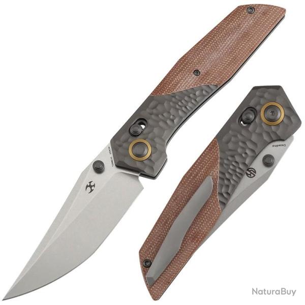 Couteau Pliant Kansept Deadite Lame Acier 154CM Manche Aluminium Micarta Crossbar Lock T1081V1