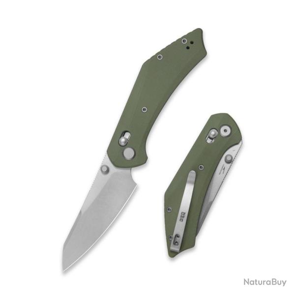 Couteau Pliant GEO Knife DIVID Lame Acier M390 Manche G10 Vert Crossbar Lock GEO2507I