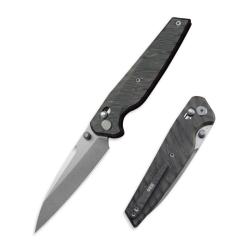 Couteau GEO Knife Fantasm Lame Drop Point Acier M390 Manche Titane Flamm&eacute; Crossbar Lock GEO2505B