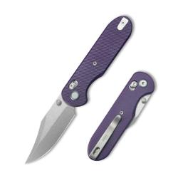 Couteau Pliant GEO Knife Ethereal Cutter Lame Acier M390 Manche G10 Violet Crossbar Lock GEO2401L
