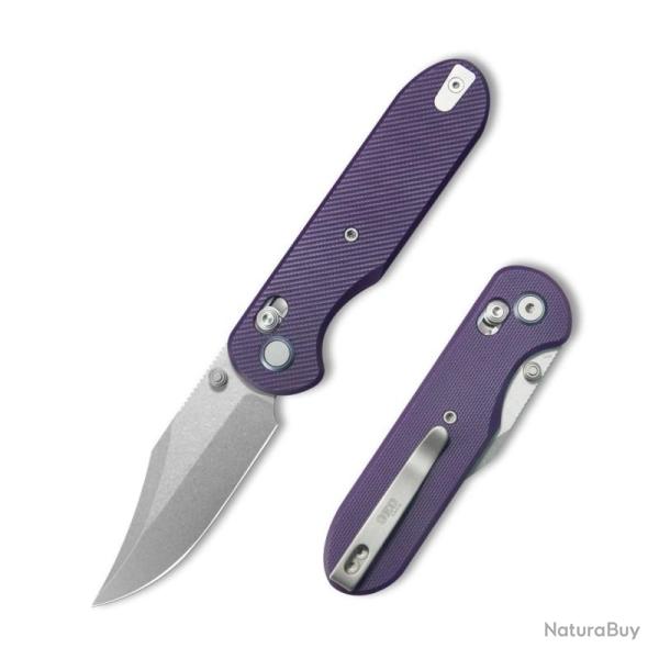 Couteau Pliant GEO Knife Ethereal Cutter Lame Acier M390 Manche G10 Violet Crossbar Lock GEO2401L