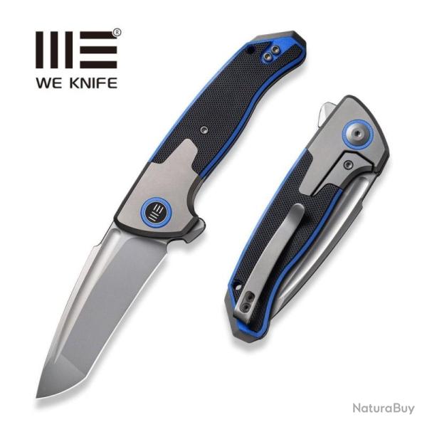 Couteau Pliant We Knife Press Check Lame Tanto Acier CPM-20CV Manche Titane G10 Bleu Frame WE20078A2