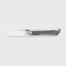 Couteau Pliant Kizer Quoll Lame Acier S45VN Manche Titane Damas Arc-en-Ciel Frame Lock KI3733A1