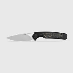 Couteau Kizer Ara Lame Acier S45VN Manche Titane Fibre de Carbone Gold Flake Liner Lock KI3729A1