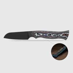 Couteau Fixe Kizer Whip Tail Lame Acier CPM 10V Manche FatCarbon Nebula &Eacute;tui Kydex KI1131A1