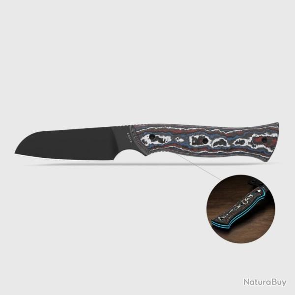 Couteau Fixe Kizer Whip Tail Lame Acier CPM 10V Manche FatCarbon Nebula �tui Kydex KI1131A1