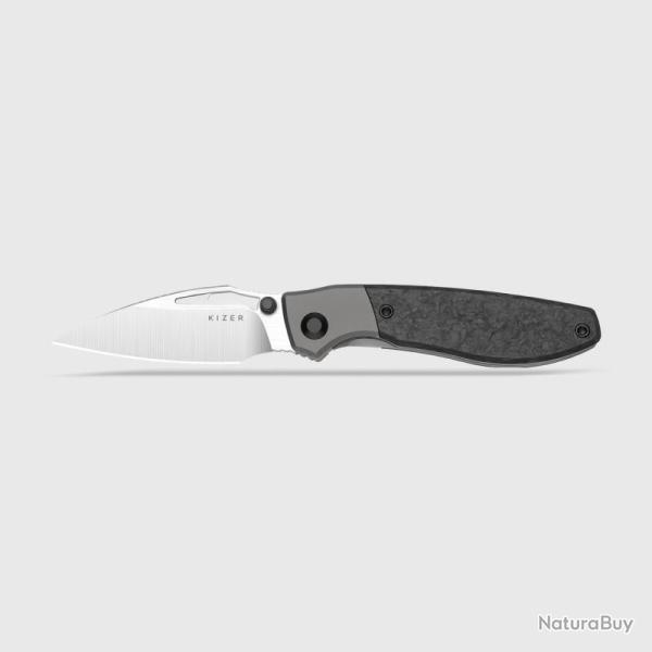 Couteau Pliant Kizer Shrike Lame Acier S45VN Manche Titane Fibre de Carbone Frame Lock KI3746A1