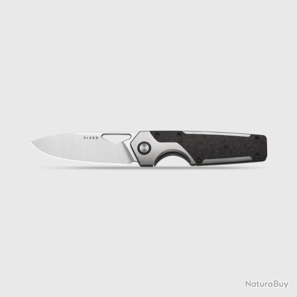 Couteau Kizer Serpentine Lame Acier Elmax Manche Titane Fibre de Carbone Frame Lock KI3759FDA1