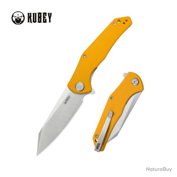 Couteau Pliant Kubey Flash Lame Acier 14C28N Manche G10 Jaune Liner Lock KUB158S