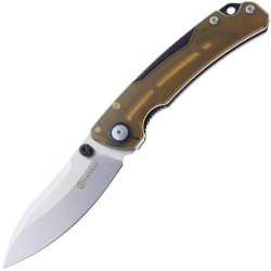 Couteau Maxace Toucan PEI Ambre Aluminium Noir Lame 10Cr15CoMoV Linerlock MAXOA052D