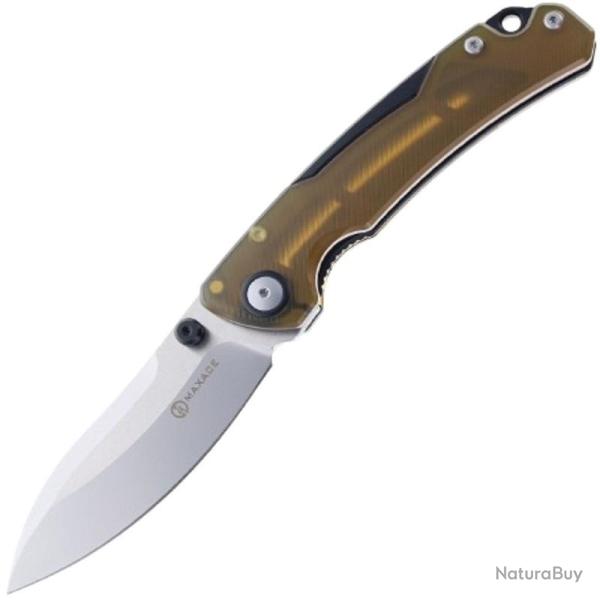 Couteau Maxace Toucan PEI Ambre Aluminium Noir Lame 10Cr15CoMoV Linerlock MAXOA052D