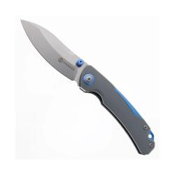 Couteau Maxace Toucan Gris/Bleu Lame 10Cr15CoMoV Manche G10 Linerlock MAXOA052B