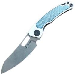 Couteau Maxace Black Mirror S Blanc/Bleu Lame Acier 14C28N Manche G10 Linerlock MAXMM522A