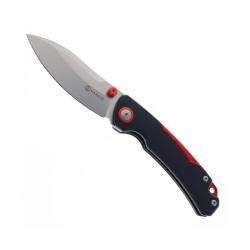 Couteau Maxace Toucan Linerlock Noir/Rouge Lame Acier 10Cr15CoMoV Manche G10 Aluminium MAXOA052A