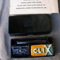 WW2 US RASOIR MILITAIRE AM&Eacute;RICAIN " CLIX "  NEUF DANS SES BO&Iuml;TES EMBALLAGES D'ORIGINE (39-45)
