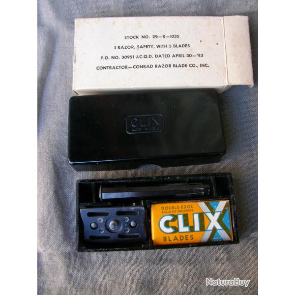 WW2 US RASOIR MILITAIRE AM�RICAIN " CLIX "  NEUF DANS SES BO�TES EMBALLAGES D'ORIGINE (39-45)