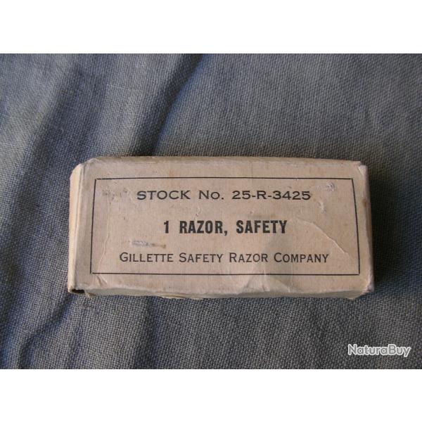 WW2 US RASOIR MILITAIRE AM�RICAIN GILLETTE NEUF DANS SA BO�TE EMBALLAGE D'ORIGINE CARTONN�E (39-45)