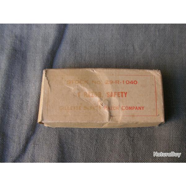 WW2 US RASOIR MILITAIRE AM�RICAIN GILLETTE NEUF DANS SA BO�TE EMBALLAGE D'ORIGINE CARTONN�E 39-45 2