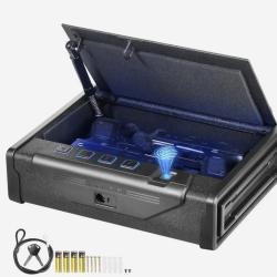 Coffre-Fort Biom&eacute;trique pour 2 Pistolets, 3 Moyens de D&eacute;verrouillage.....ENCHERE 1 EURO