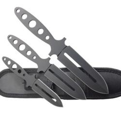 Jeu de 3 couteaux de lancer Herbertz - Tout inox noir avec &eacute;tui