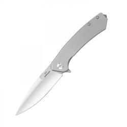 Couteau Ganzo Adimanti Skimen Gris Lame Acier S35VN Manche Titane Framelock Clip GA77714