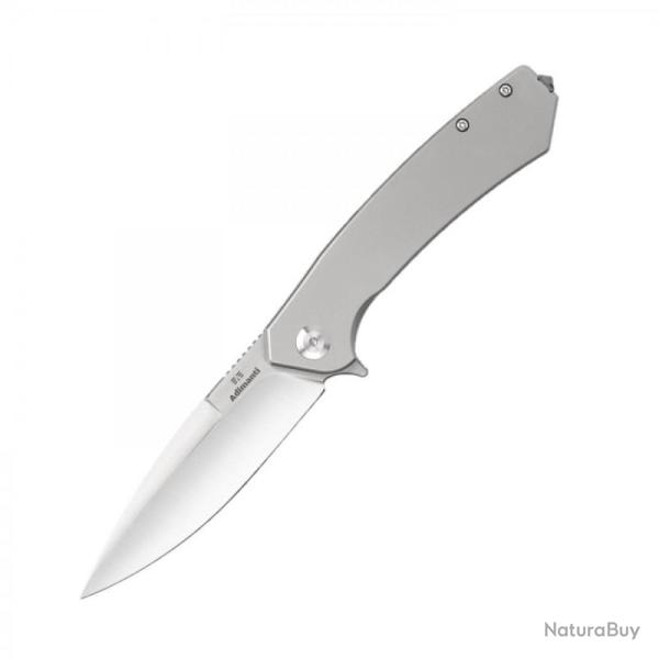 Couteau Ganzo Adimanti Skimen Gris Lame Acier S35VN Manche Titane Framelock Clip GA77714