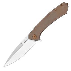 Couteau Ganzo Adimanti Skimen Bronze Lame Acier S35VN Manche Titane Framelock Clip GA36835