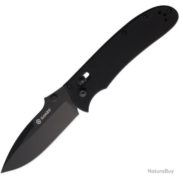 Couteau Ganzo G704 Noir Lame Acier 440C Manche G10 G-Lock Clip GAG704B