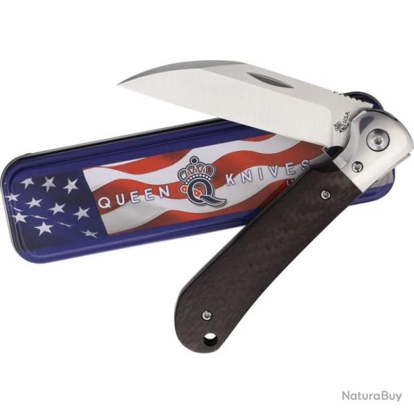 Couteau Pliant Queen Cutlery 84 Pattern Lame Acier M390 Manche Fibre de Carbone USA QCF84