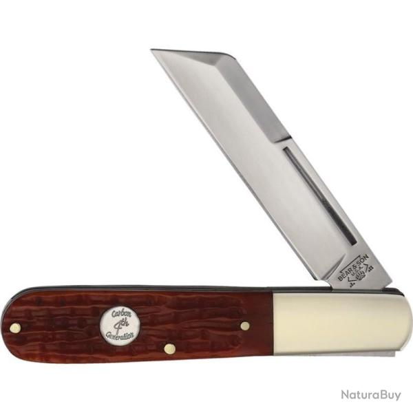 Couteau Pliant Queen Cutlery Barlow Lame Acier Carbone 1095 Manche Os Ambr� Winterbottom USA QAWB180