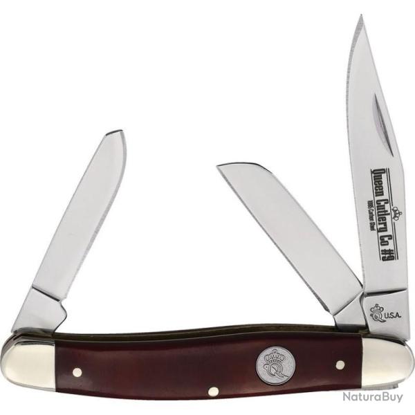 Couteau Pliant Queen Cutlery Stockman Lame Acier Inox Manche Os Lisse Rouge USA QRSB47