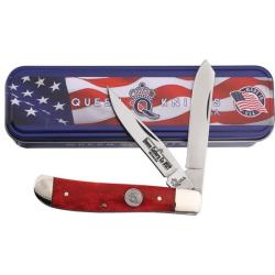 Couteau Pliant Queen Cutlery Mini Trapper Lame Acier Inox Manche Os Lisse Rouge USA QRSB07