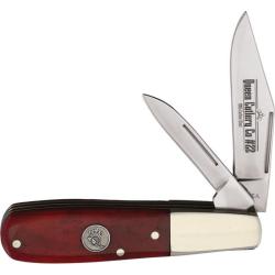 Couteau Queen Cutlery Barlow Lame Acier Carbone 1095 Manche Os Lisse Rouge 2 Lames USA QRSB281