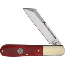 Couteau Pliant Queen Cutlery Barlow Lame Acier Carbone 1095 Manche Os Lisse Rouge USA QRSB180