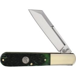 Couteau Pliant Queen Cutlery Barlow Lame Acier Carbone 1095 Manche Os Vert USA QGPS180