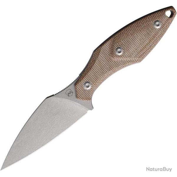 Couteau Mercury Hawky Lame Acier M390 Manche Micarta toile naturelle Etui Cuir Italie MER9HWKNCFC