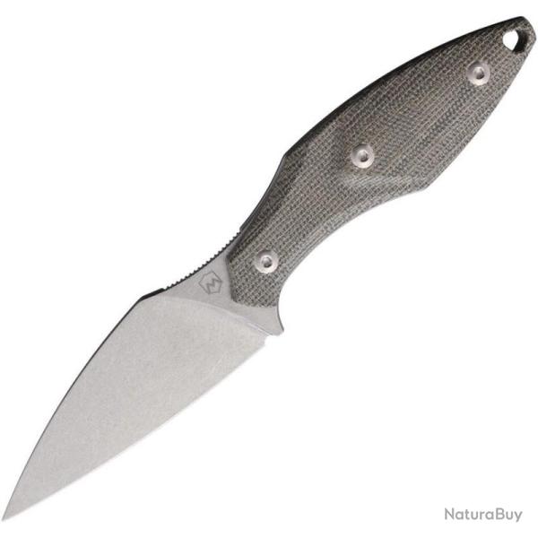 Couteau Fixe Mercury Hawky Lame Acier M390 Manche Micarta toile verte Etui Cuir Italie MER9HWKGCFC