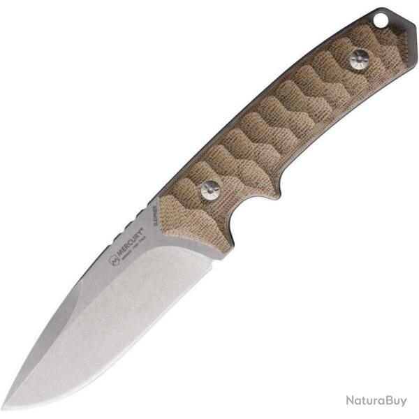 Couteau Fixe Mercury Ranger Sleipner Manche Micarta sculpt�e naturelle Etui Cuir Italie MER92323CNC