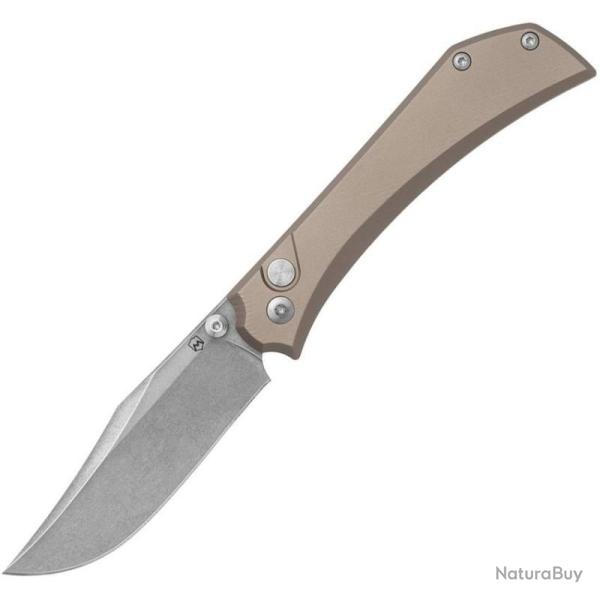 Couteau Mercury Amon Lame Acier Elmax Manche Aluminium anodis� bronze Bouton Poussoir MER9AMNALTITC
