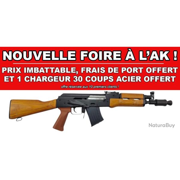 FOIRE AK - CARABINE WBP AK MINI JACK BOIS CAL.7.62x39 + 1 CHARGEUR 30 COUPS OFFERT !