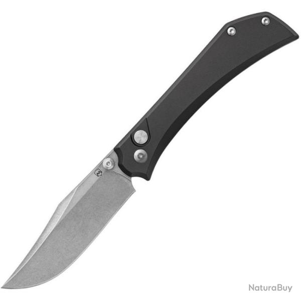Couteau Mercury Amon Lame Acier Elmax Manche Aluminium anodis� noir Bouton Poussoir Italie