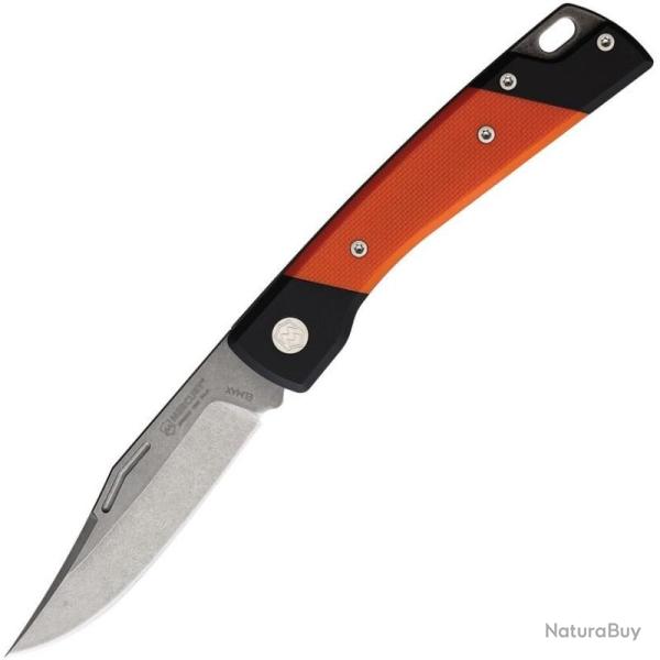 Couteau Mercury Luc Lame Acier Elmax Manche Aluminium Noir Insert G10 Orange Slip Joint Italie