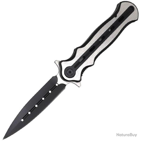 Couteau ElitEdge Lame Acier 8Cr13MoV Spear Point Manche Acier Bi-ton Linerlock A/O EE10B010BS