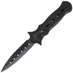 Couteau ElitEdge Lame Acier 8Cr13MoV Spear Point Manche Acier Noir Linerlock A/O EE10B010BK