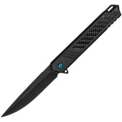Couteau Pliant ElitEdge Lame Acier 8Cr13MoV Manche Acier Noir + Carbone Linerlock EE10B039BK