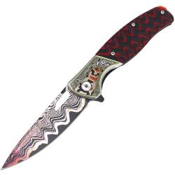 Couteau Pliant ElitEdge Lame Acier 8Cr13MoV Manche Micarta Noir Rouge Linerlock EE10B036RD