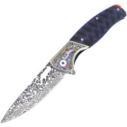 Couteau Pliant ElitEdge Lame Acier 8Cr13MoV Manche Micarta Noir Bleu Linerlock EE10B036BL