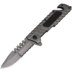Couteau Pliant ElitEdge Lame Acier Inox Manche Acier Gris + G10 Noir Linerlock EE10B031GYG10