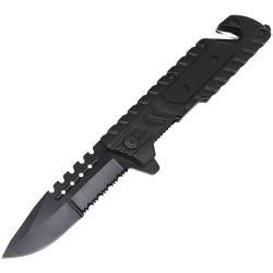Couteau Pliant ElitEdge Lame Acier Inox Manche Acier Noir + G10 Noir Linerlock EE10B031BKG10