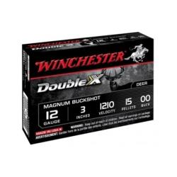 LOT DE 2 BOITES DE 5 CARTOUCHES WINCHESTER CHEVROTINES DOUBLE X CALIBRE 12/70 - 9 GRAINS